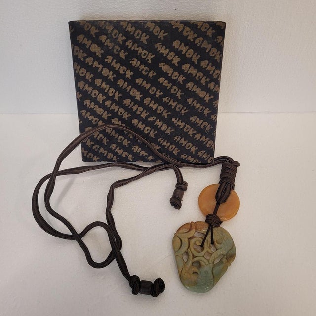 Textile Chinese Jade, Agate and Silk Necklace For Sale - Image 7 of 18