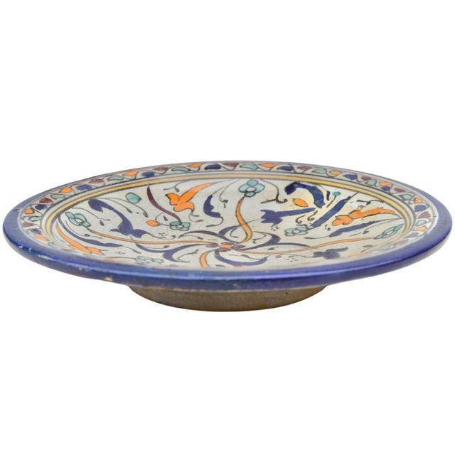 Late 19th Century Blue & Orange Patterned Moorish Ceramic Plate For Sale In New York - Image 6 of 8