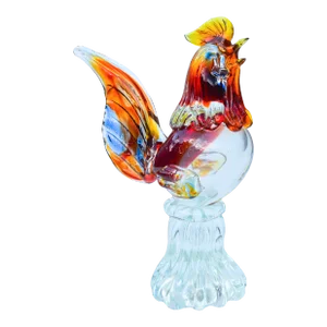 Mid-Century Large Alfredo Barbini Murano Colorful Italian Art Glass Roaster Figurine