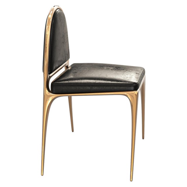 "Phantom" Chair, With Bronze and Tailor Made Leather For Sale - Image 4 of 8