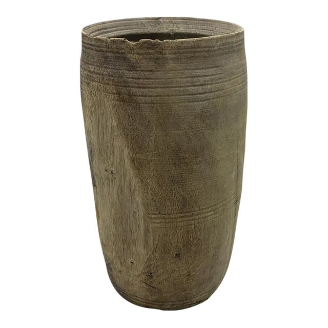 Vintage Indian Wood Vessel For Sale