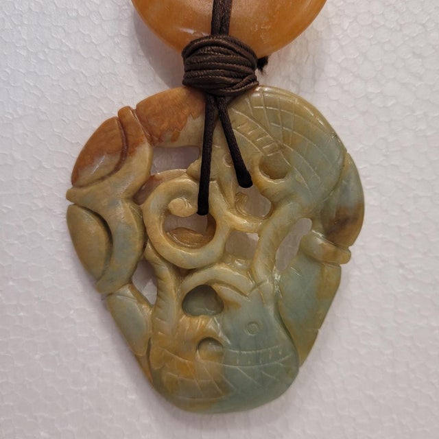 Chinese Jade, Agate and Silk Necklace For Sale - Image 15 of 18