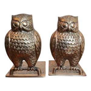 Vintage Brass Owl Bird Bookends Pair