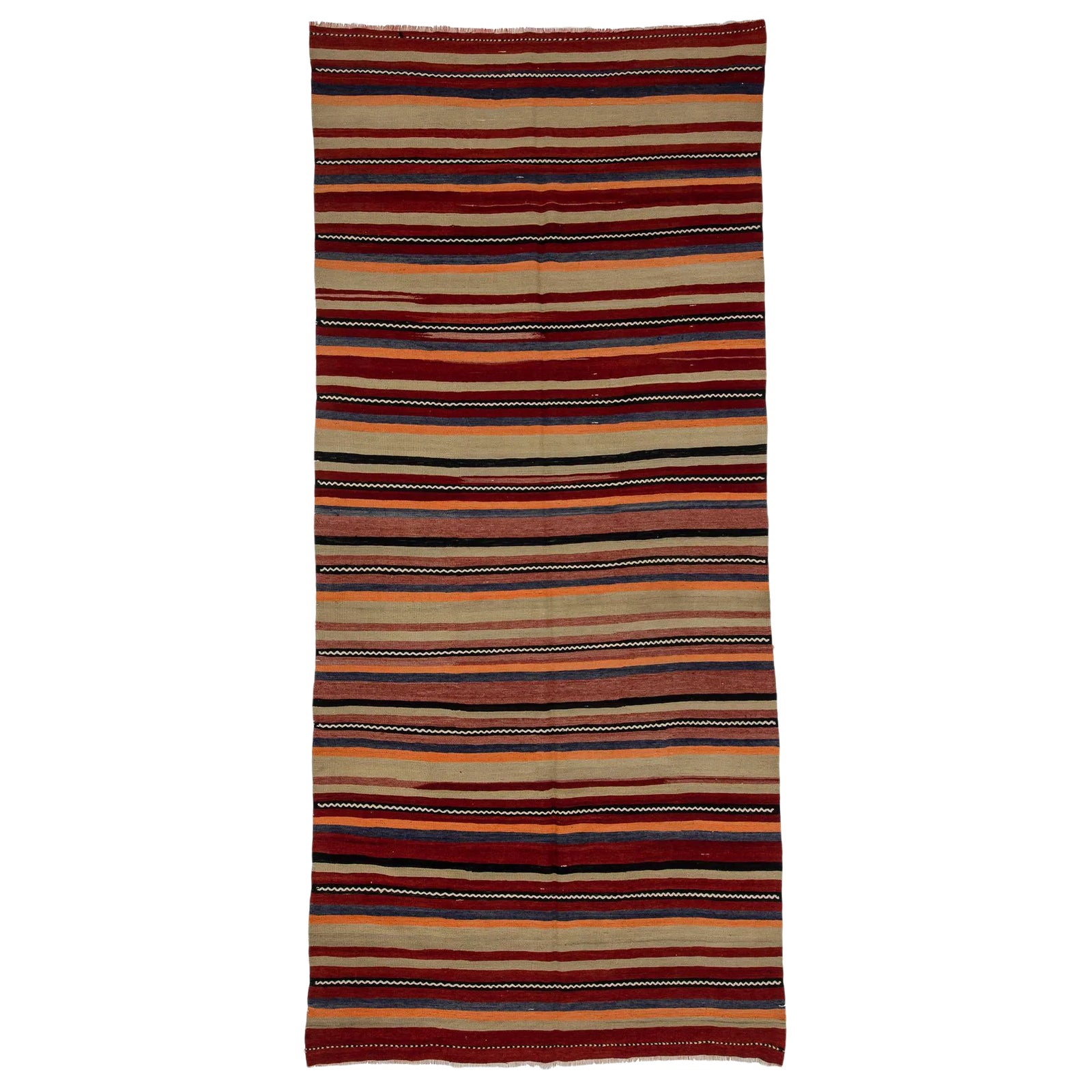 Striped Vintage Wool Kilim Rug 5′ × 11′2″ Chairish