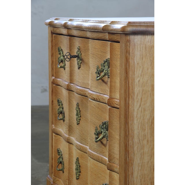 Mid-Century Modern Mid-Century Danish Oak Baroque / Rococo Style Commode attributed to Henning Kjærnulf, 1960s For Sale - Image 3 of 17