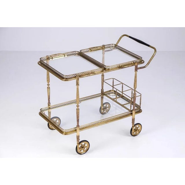 Mid-Century Brass & Glass Bar Cart, 1960s For Sale - Image 10 of 12