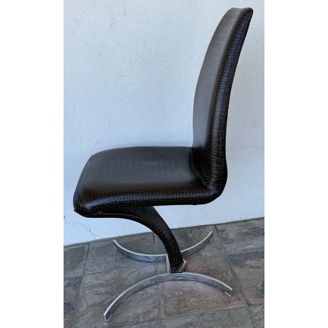 Metal Cattelan Italia Betty Embossed Crocodile Dining Room Chairs, Set of Six For Sale - Image 7 of 14