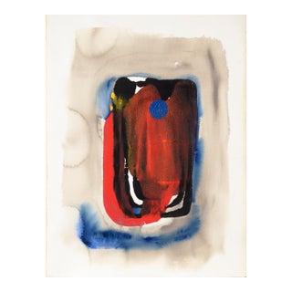 Monument in Red, Black, and Blue - Abstract Expressionist in Acrylic on Paper by Ricardo De Silva For Sale