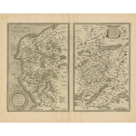 Antique Map of the Coastline Between Calais and Estaples and Northern France For Sale
