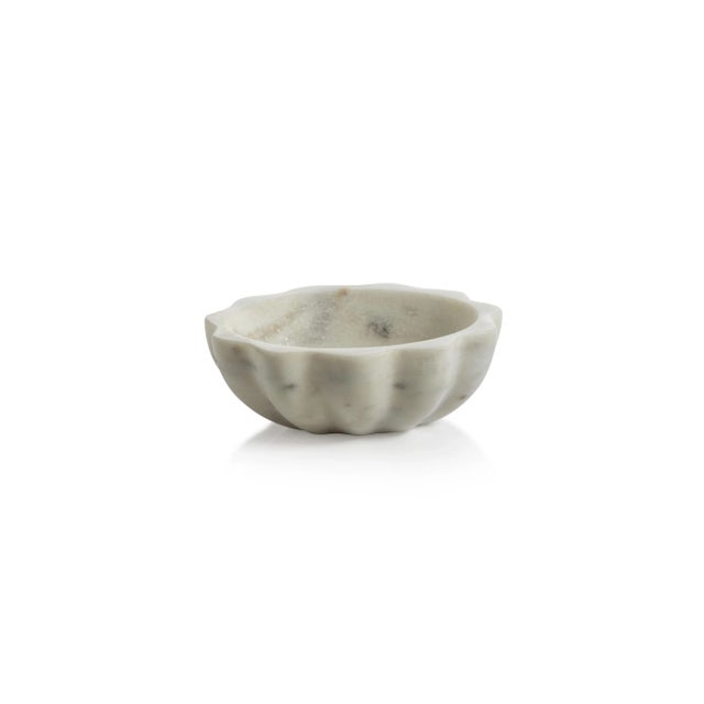 Contemporary Rimini Scalloped Marble Condiment Bowls, Set of 2 For Sale - Image 3 of 4