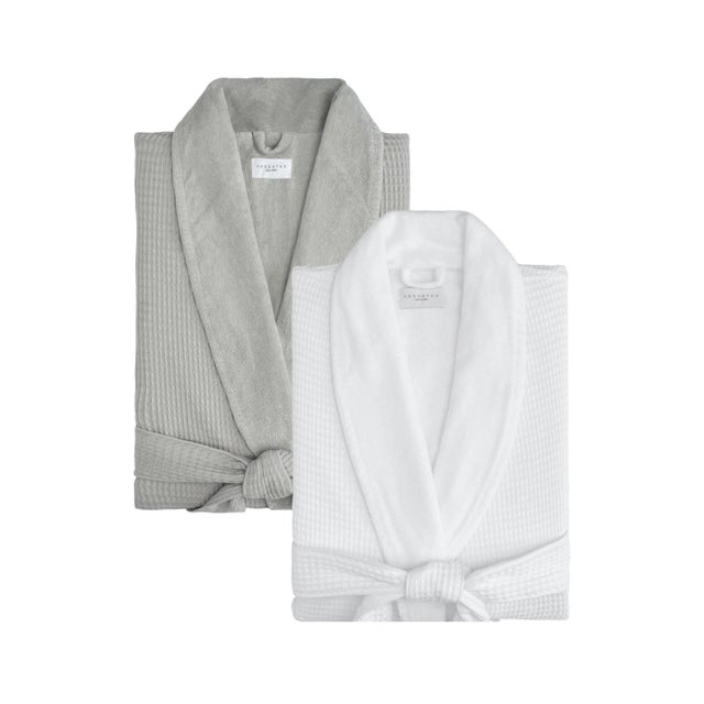 Immerse your senses in our 100% cotton Hotel Waffle Terry Bathrobes featuring a sophisticated waffle weave exterior and...