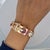 Art Deco Mid 20th Century Mercedes Signed 14k Gold Ruby & Diamond Art Deco Hidden Watch Bracelet For Sale - Image 3 of 14