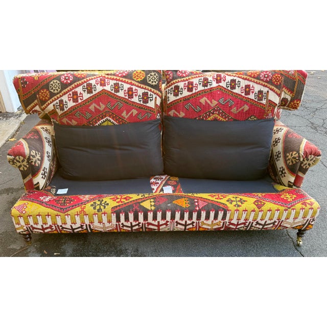 George Smith Short Scroll Arm Kilim Sofa For Sale In New York - Image 6 of 7