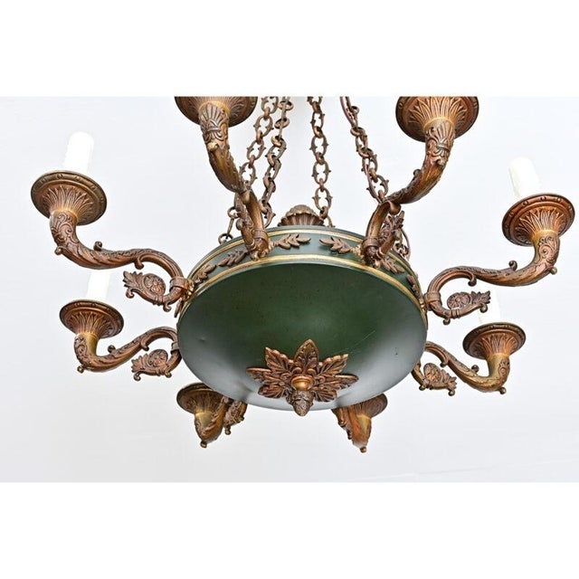 Vintage French Empire Style Gilt Bronze & Tole Flush-Mount For Sale - Image 10 of 13