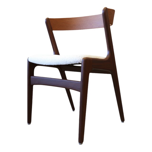 Danish Fire Chair in Teak and Light Bouclé Fabric, 1960s For Sale