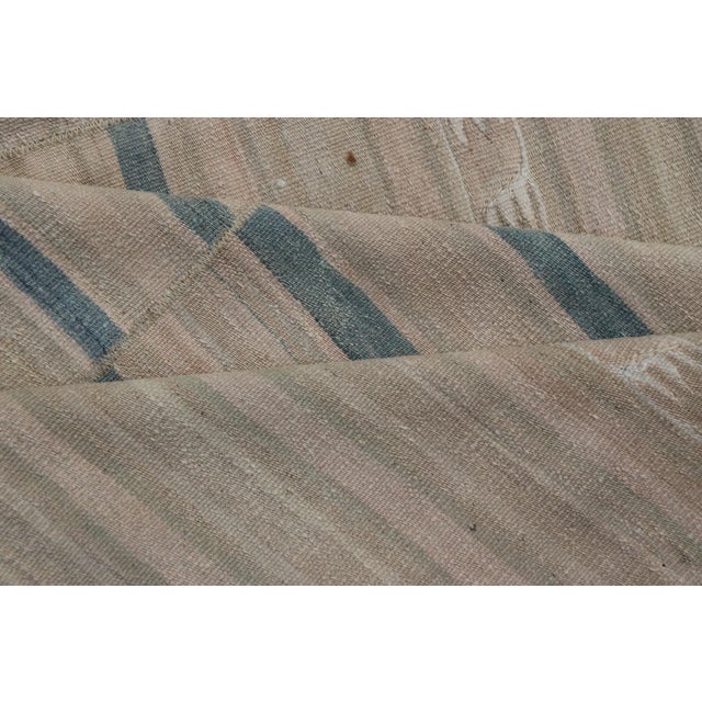 Mid 20th Century Turkish Vintage Paneled Kilim Vintage Rug in Muted Colors With Blue Highlights For Sale - Image 10 of 11