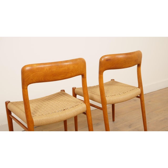Vintage Model 75 Dining Chairs in Teak by Niels Otto Moller for J.L. Møllers, 1960s, Set of 2 For Sale - Image 10 of 12
