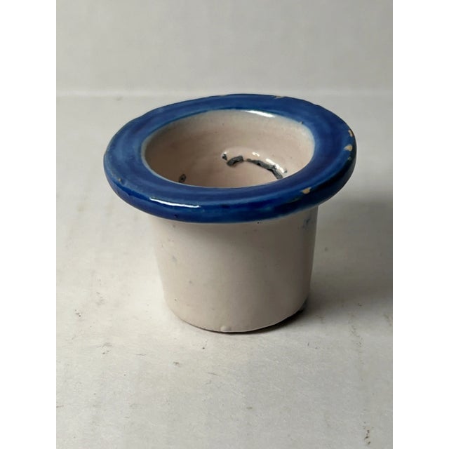 Early 20th Century Antique Quimper Hat Shaped Inkwell, French Faience For Sale - Image 5 of 7