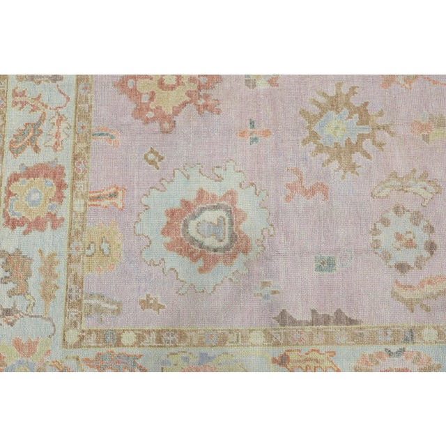 Early 21st Century Pink Multicolor Handwoven Turkish Oushak Rug 6'2" X 8'10" For Sale - Image 4 of 9