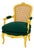 Mid 20th Century French Louis XV Caned Bergère Armchair — Canary Yellow Frame With Emerald Green Cushion Cover For Sale