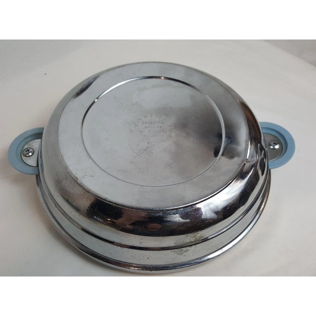 Mid-Century Modern 1944 Bartsch Little Boy Blue Chrome Porcelain Bakelite Child's 3 Part Warming Dish For Sale - Image 3 of 6
