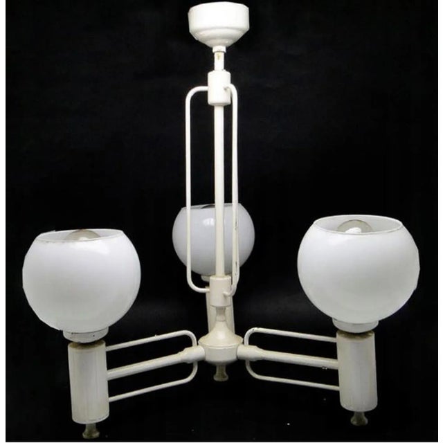 Metal Art Deco Style Chandelier, Poland, 1970s For Sale - Image 7 of 7