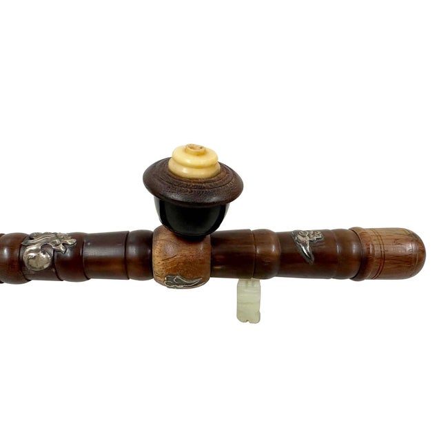 Antique Chinese Wood Carved Opium Pipe, Late Qing Dynasty, Handcrafted Art For Sale - Image 11 of 13