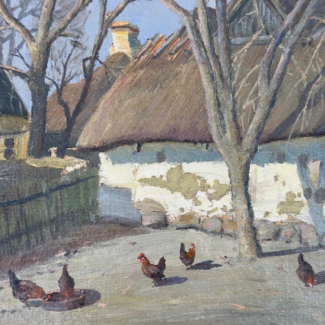 Mid-Century Modern Antique 1923 Frederik Engelfelt Danish Oil Painting March Day Funen Village For Sale - Image 3 of 12