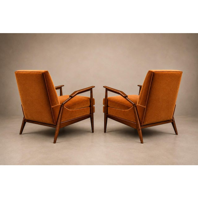 Giuseppe Scapinelli Pair of Armchairs in Caviúna & Burnt Caramel Mohair Velvet, Brazil, 1950s For Sale - Image 9 of 18