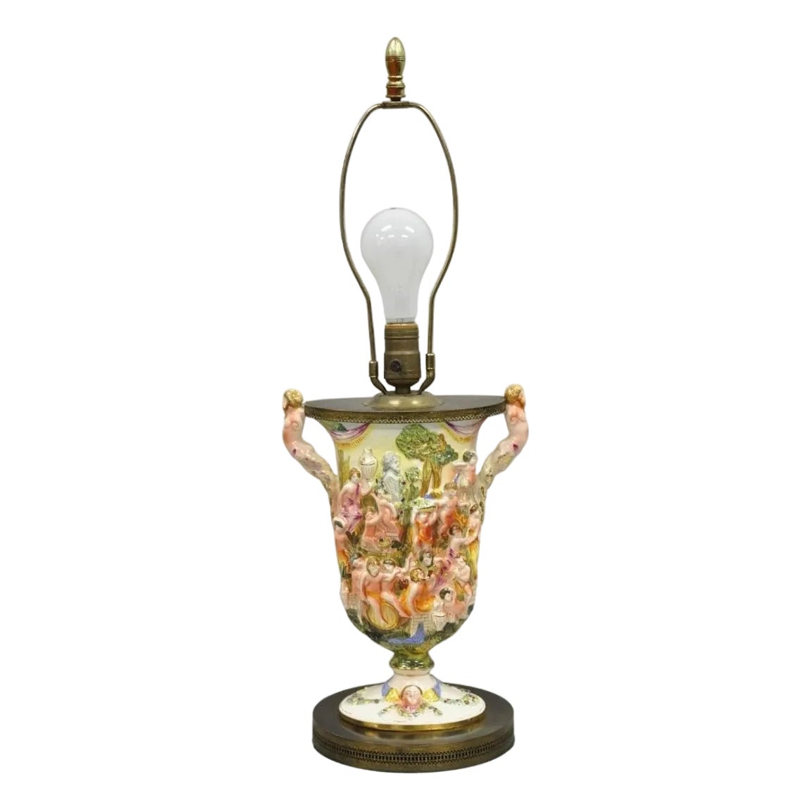 Vintage Italian Capodimonte Porcelain Figural Bacchanal Cherub