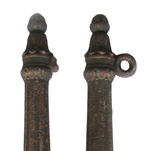 Victorian 19th C. French Iron Fence Posts, Pair For Sale - Image 3 of 4