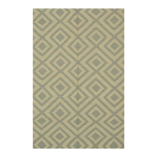 5x8 Ivory Flat Weave Wool Diamond Trellis Pattern Geometric Modern Carpet Rug For Sale