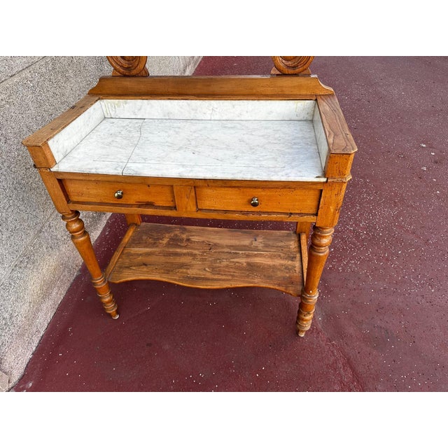 Louis Philippe Cherrywood Dressing Table with Marble Top and Swiveling Mirror, France, 19th Century For Sale - Image 14 of 18