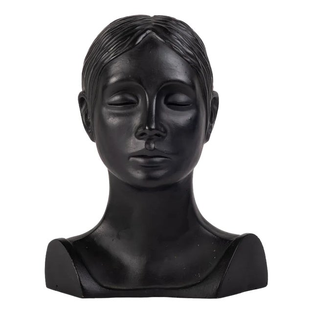 Danish Sculptural Bust of Woman in Clay, 1975 For Sale