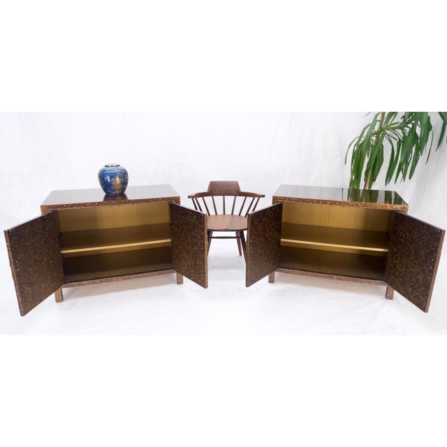 Pair Faux Gold Tortoise Heavy Brass Pulls Two Door Credenzas Dresser Mint! For Sale - Image 15 of 18