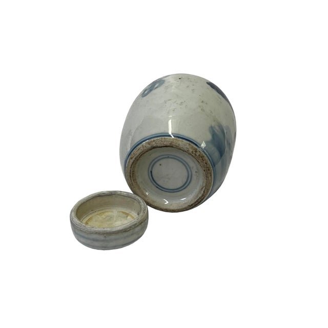 Chinese Chinese Blue White Ceramic 3 Gods Graphic Container Urn Jar For Sale - Image 3 of 5