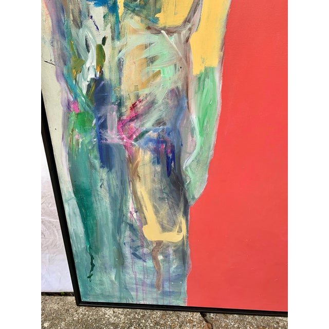 Textile Late 20th Century Abstract Artist Signed Painting on Canvas For Sale - Image 7 of 12