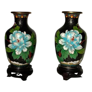 Pair of Vintage Chinese Cloisonné Vases