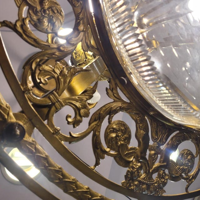 Art Nouveau Ceiling Lamp in Gilt Bronze and Frosted Crystal, France, 1930s For Sale - Image 17 of 18