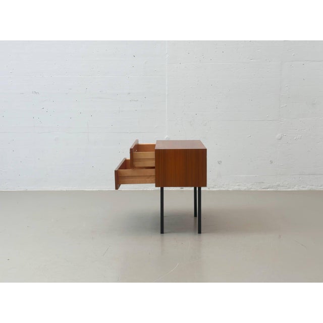 Black Mid-Century Bedside Table with Drawers, 1950s For Sale - Image 8 of 14