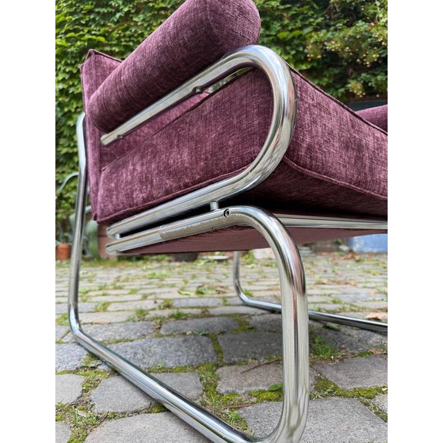 Halina Armchair in Purple Upholstered and Chrome Finish by Hellerau For Sale - Image 4 of 11