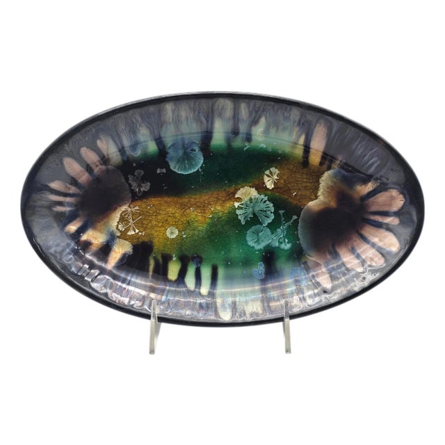 Edgecomb Potters Crystalline Glaze Oval Studio Pottery Dish 11.5" For Sale