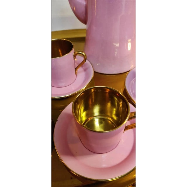Ceramic 1940s Carlton Ware Pink Demitasse Set With Gold Gilt Trim- 11 Pieces For Sale - Image 7 of 15
