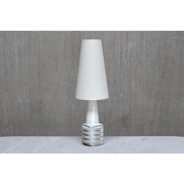 This rare table lamp was designed by Einar Johansen and produced by Søholm Stentøj on the Danish island of Bornholm in the...