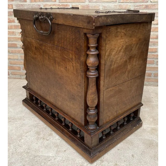 Early 20th Century French Hand-Carved Wooden Trunk For Sale - Image 12 of 13
