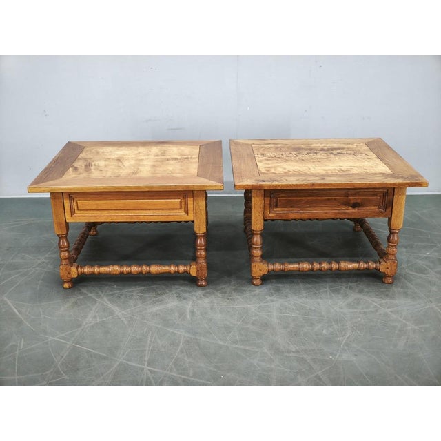 Large European Oak Nightstands, 1980s, Set of 2 For Sale - Image 3 of 18