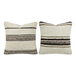 Anatolian Kilim Pillow Cover 19'' X 19'' - Set of Two For Sale