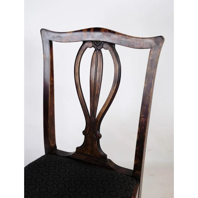 Dining Room Chairs in Mahogany & Black Patterned Fabric, 1920s, Set of 4 For Sale - Image 3 of 10