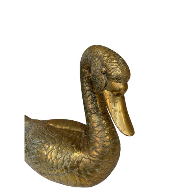 1970s Vintage Large Brass Swan by Fritz Brass For Sale - Image 5 of 10