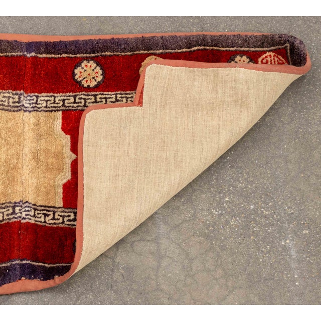 Textile Chinese Saddle Rug, 3' 9" X 1' 10.5" For Sale - Image 7 of 7